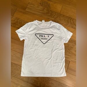Prada Logo White Short Sleeve Tee